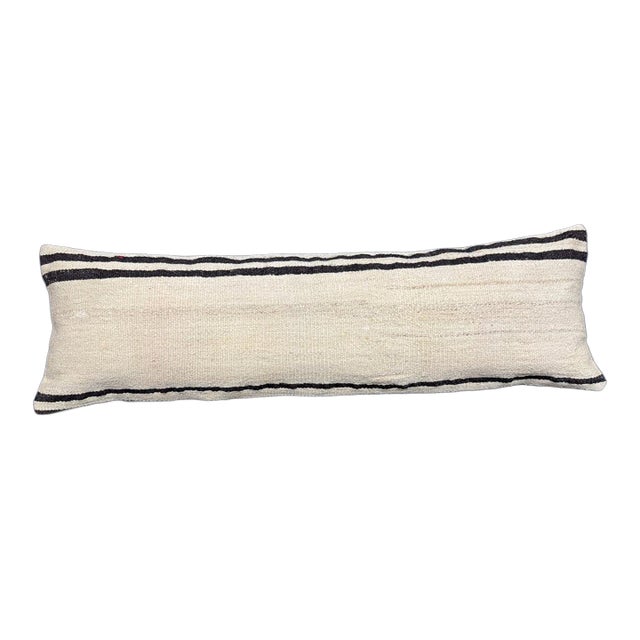 Turkish Hemp Pillow Cushion Natural Beige Black Cushion Cover 14x45 For Sale