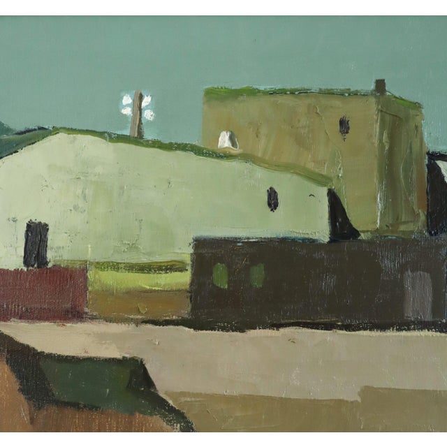 Mid-Century Modern 'Sunlit Village' Vintage Original Landscape Oil Painting by Swedish Artist Eric Cederberg (1897-1984), Framed For Sale - Image 11 of 13