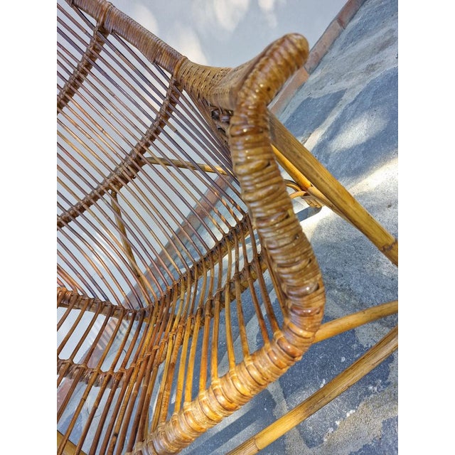 Wood Wicker Jungle Armchair attributed to George Coslins for Gervasoni, 1950s For Sale - Image 7 of 14