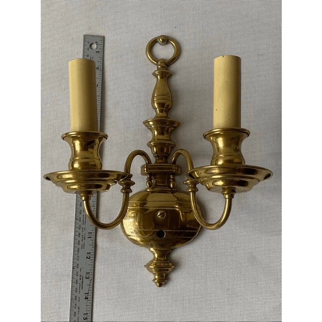 Early 20th Century Vintage Dutch Baroque Style Brass Double Arm Wall Sconce For Sale - Image 5 of 6