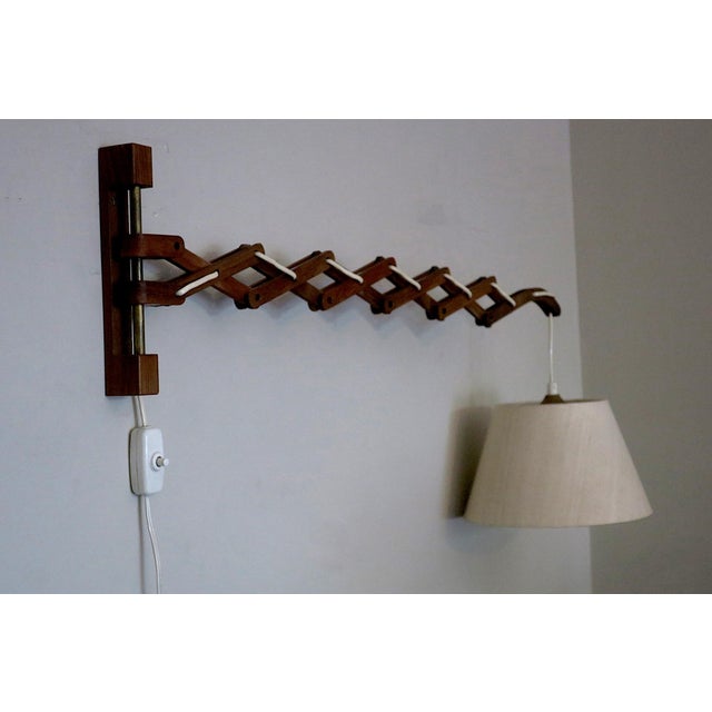 Wood Danish Articulated Wall Light in Teak from Erik Hansen, 1960s For Sale - Image 7 of 15