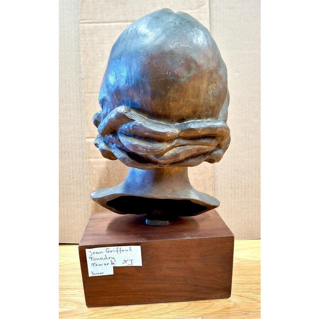 Traditional Early 20th-Century Female Bronze Bust on Stand by Oliver Grymes For Sale - Image 3 of 16