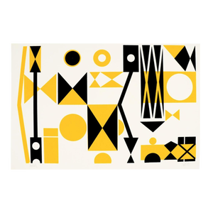 Modern Yellow and Black Geometric Lithograph by Soto