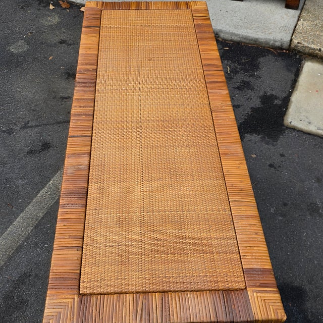 Vintage Coastal Woven Rattan Console Table,in the Style of Bielecky Brothers For Sale - Image 10 of 10