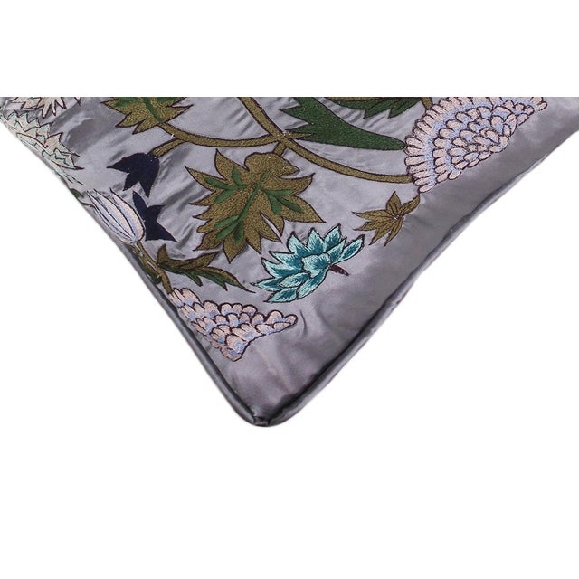 2020s Shabby Chic Silk Embroidered Handmade Pillow For Sale - Image 5 of 9