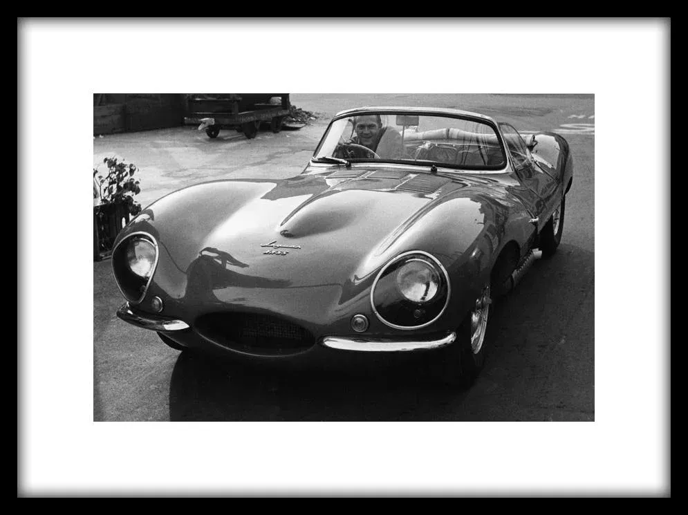 Steve McQueen in His 1957 Xk Ss Jaguar 1960 (Photo by Sid Avery