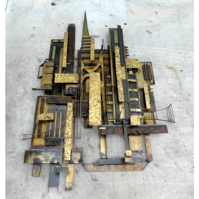 Large Mid-Century Silvio Giovenetti Brutalist Cityscape Wall Art For Sale - Image 13 of 13