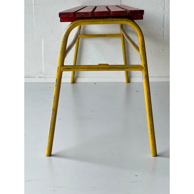 Industrial Bench in Metal and Pine For Sale - Image 9 of 15