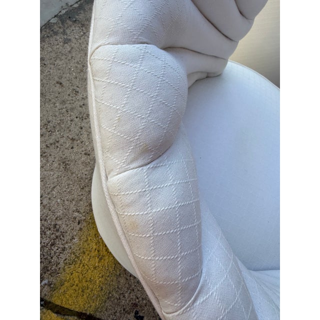 1980s 1980 White Shell Art Deco Style Swivel Chair For Sale - Image 5 of 6