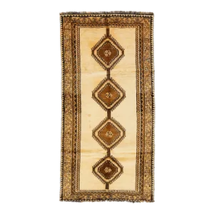 Vintage Handmade Gabbeh Wool Rug With Tribal Design