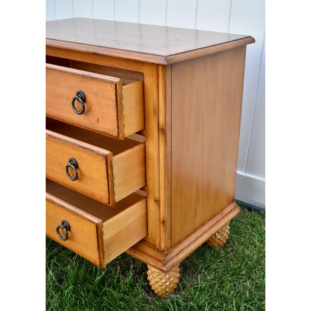 Lexington Wood Chest 3 Drawer Tommy Bahama Bachelors Dresser Pineapple Feet For Sale - Image 9 of 14