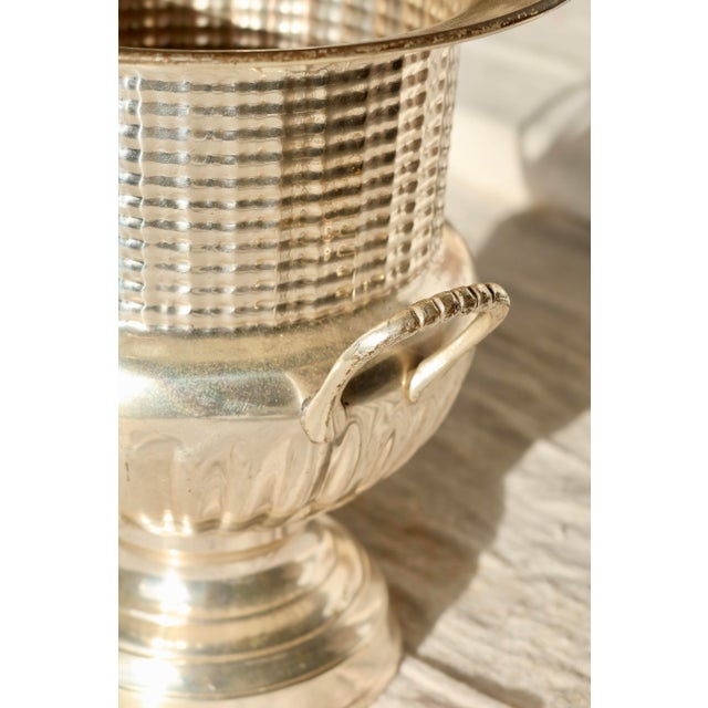Antique Silver-Plated Metal Champagne Bucket with Handles, 1960s For Sale - Image 4 of 6
