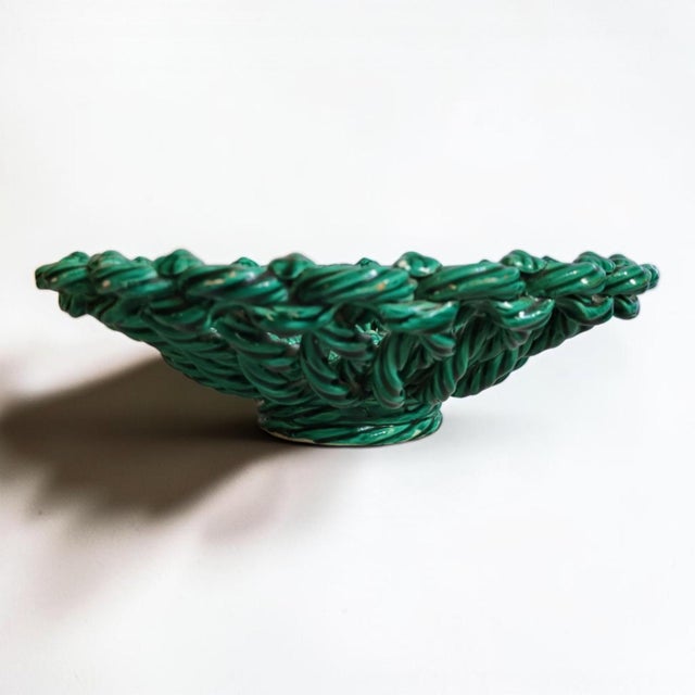 Ceramic Vintage Woven Ceramic Basket, Vallauris, 1950s For Sale - Image 7 of 13