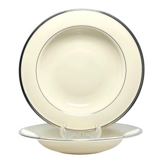 Lenox “Solitaire” Pair of Bone China Rim Soup or Pasta Bowls For Sale