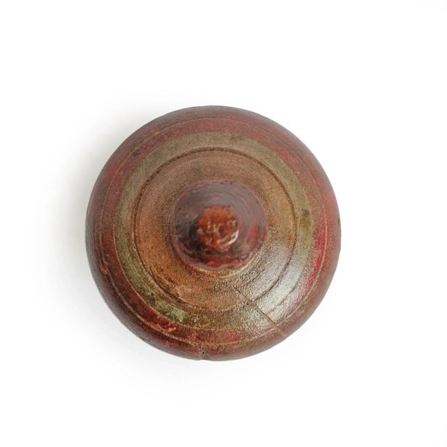 Authentic vintage wood tikka box from India painted with traditional ring designs. Beautiful worn patina. These beautiful...