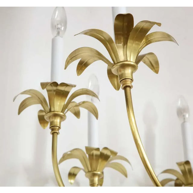 1950s Eight-Arm Italian Solid Brass Flower Chandelier For Sale In New York - Image 6 of 13
