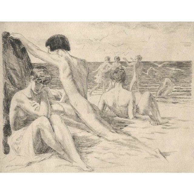 Raphaël Drouart, Before the Sea, Nude, 1920s, Etching For Sale - Image 3 of 12
