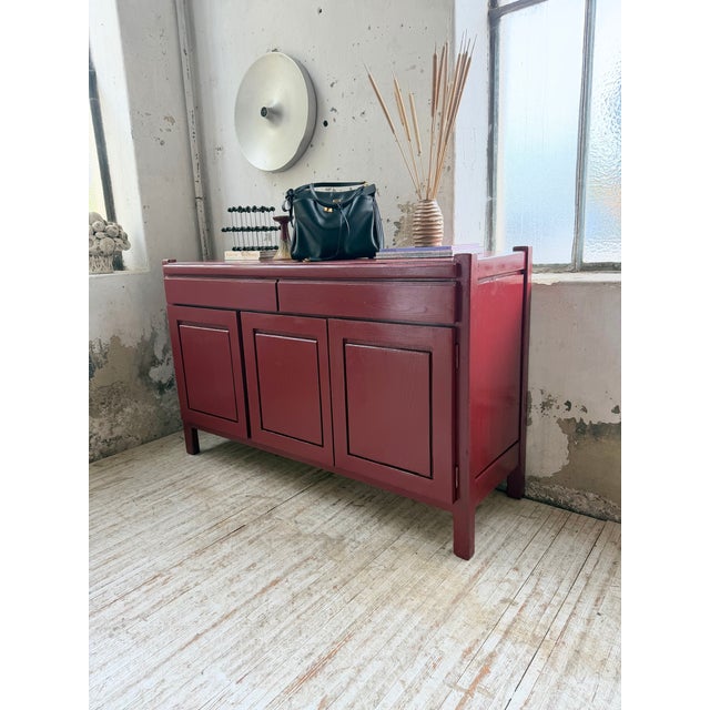 Vintage Red Lacquered Sideboard in Wood, 1970 For Sale - Image 6 of 18
