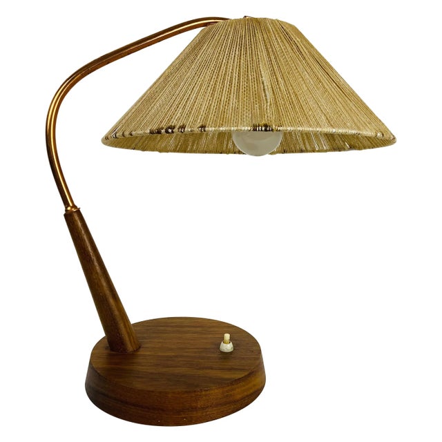 Mid-Century Teak and Rattan Table Lamp from Temde, 1970s For Sale - Image 12 of 12