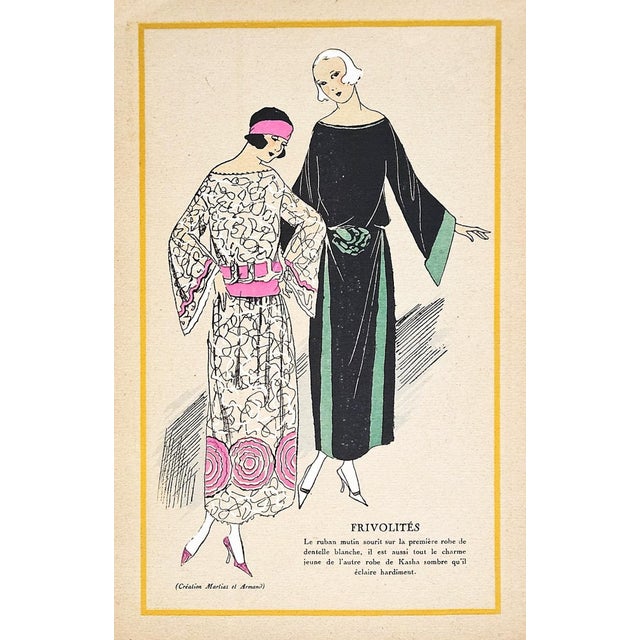 1920s 1922 Rare ARTIFACT-French Art Deco Tri-Fold Set of Couture Fashion Pochoirs For Sale - Image 5 of 6