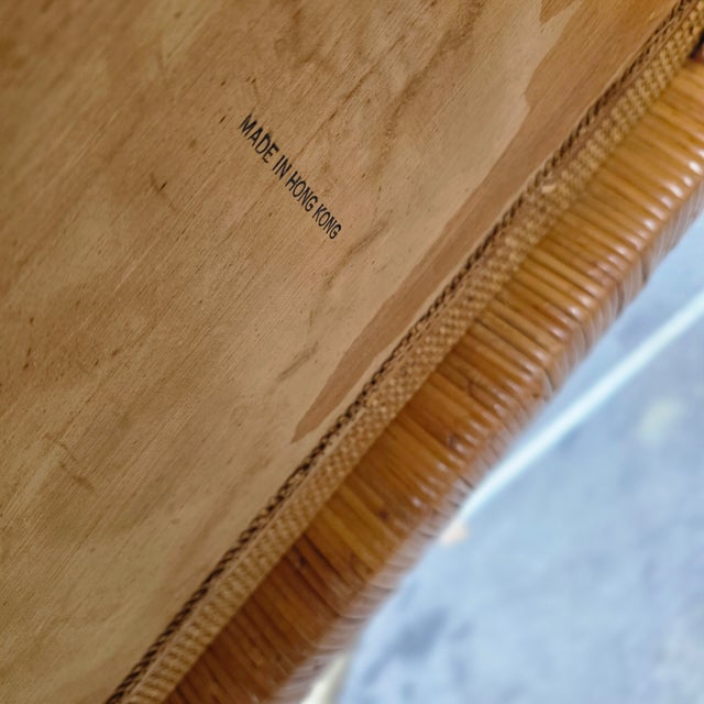 Wood Vintage Coastal Woven Rattan Console Table,in the Style of Bielecky Brothers For Sale - Image 7 of 10