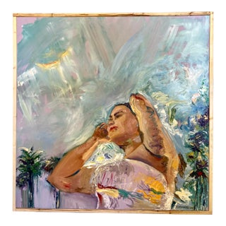 'Hello Sunshine', Original Oil Painting, Wood Framed, Beachy Arts For Sale