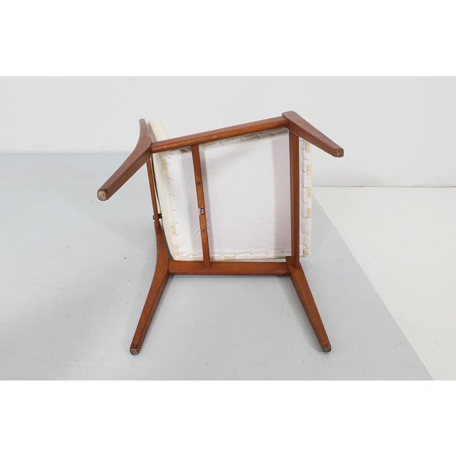 Mid-Century Wood and Cream Fabric Chairs from ISA Bergamo, Italy, 1960s, Set of 4 For Sale - Image 9 of 17
