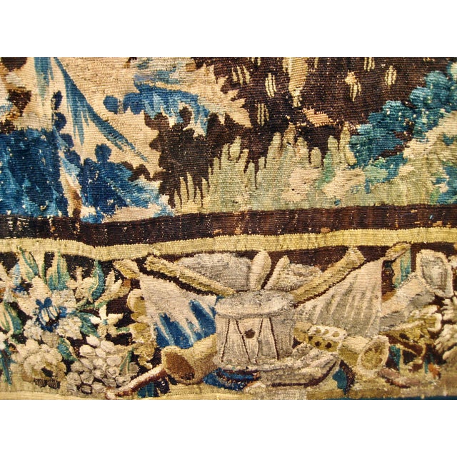Early 18th Century French Aubusson Verdure Landscape and Royal Crown For Sale - Image 14 of 18