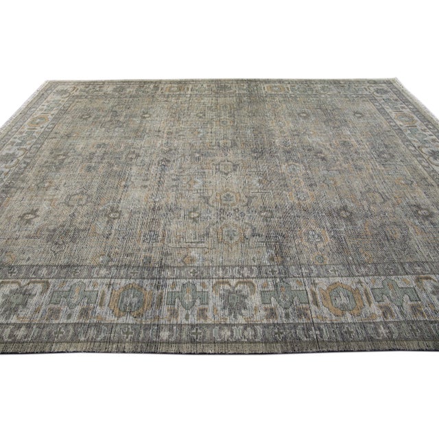 Gray Indian Modern Oushak Style Wool Rug With Allover Motif For Sale In New York - Image 6 of 8