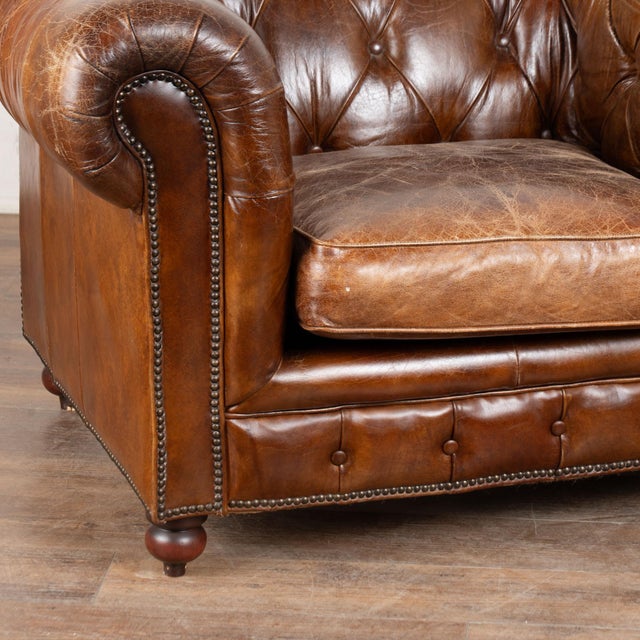 Wood Pair of 20th Century English Chesterfield Club Chairs For Sale - Image 7 of 13