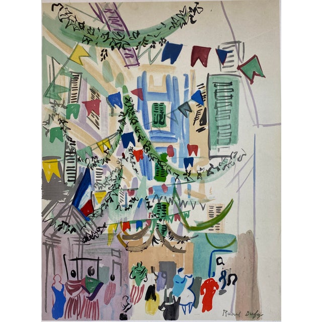 Mid 20th Century Original Vintage Mourlot Art Exhibition Poster Ville De Nice Raoul Dufy Fauvism Dated 1957 For Sale - Image 5 of 7