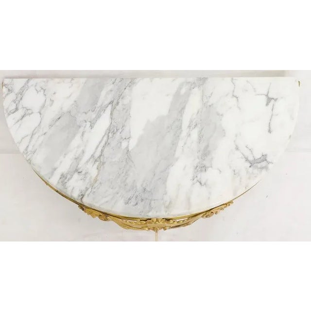 Bronze Marble Top Demilune Console Table For Sale - Image 9 of 13
