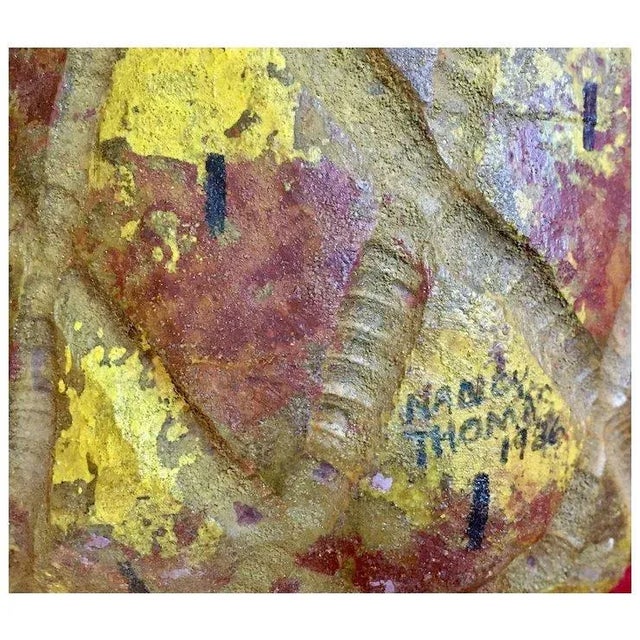 Brown American Virginia Folk Art Carved Wood, Tin & Paint Decorated Sculpture of a Pineapple Signed Nancy Thomas For Sale - Image 8 of 10