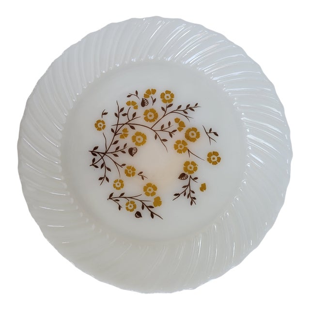 1960s Floral Milk Glass Wall Plate For Sale