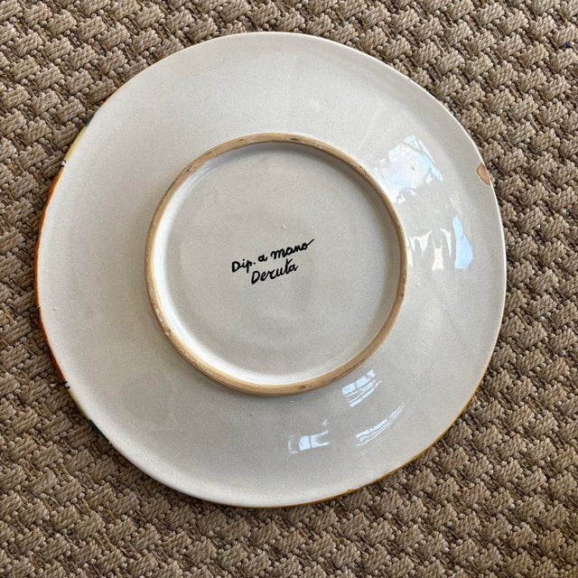 Vintage Deruta Italy Hand-Painted Pottery Portrait Charger Plate For Sale - Image 6 of 7