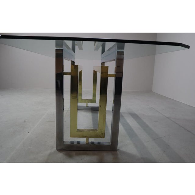 Metal Dining Table in Chrome and Brass by Zevi, 1970s For Sale - Image 7 of 15