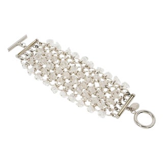 Paco Rabanne Silvered Metal and Quartz Link Bracelet For Sale
