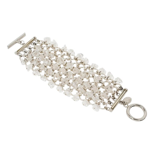 Paco Rabanne Silvered Metal and Quartz Link Bracelet For Sale
