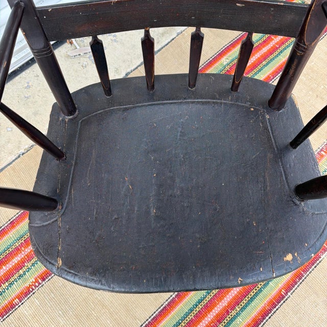 Antique Federal Windsor Splat-Back Armchair Vermont or New York, 1820's For Sale - Image 12 of 16