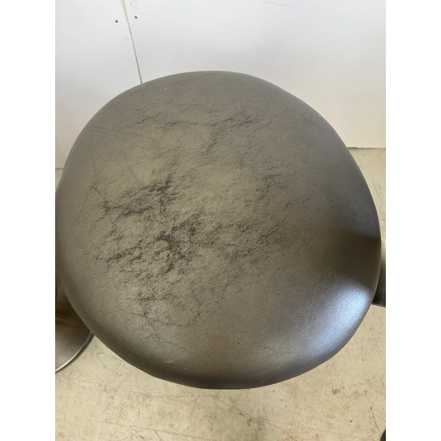 Metal Vintage 1980s Designs for Leisure Ltd. Bar Stools - Postmodern Brass & Chrome Swivel Stools - Pair For Sale - Image 7 of 8
