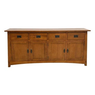 Pre-Order (Micheal's Cherry) Mission 4 Door 4 Drawer Oak Sideboard - Michaels Cherry For Sale