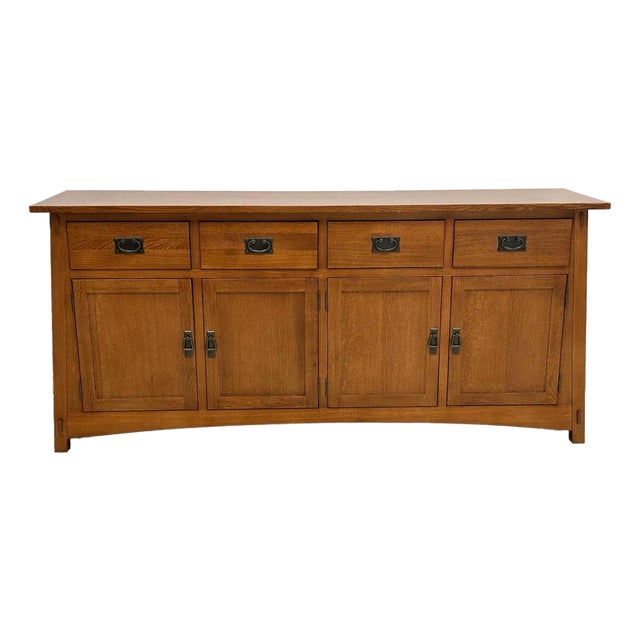 Pre-Order (Micheal's Cherry) Mission 4 Door 4 Drawer Oak Sideboard - Michaels Cherry For Sale
