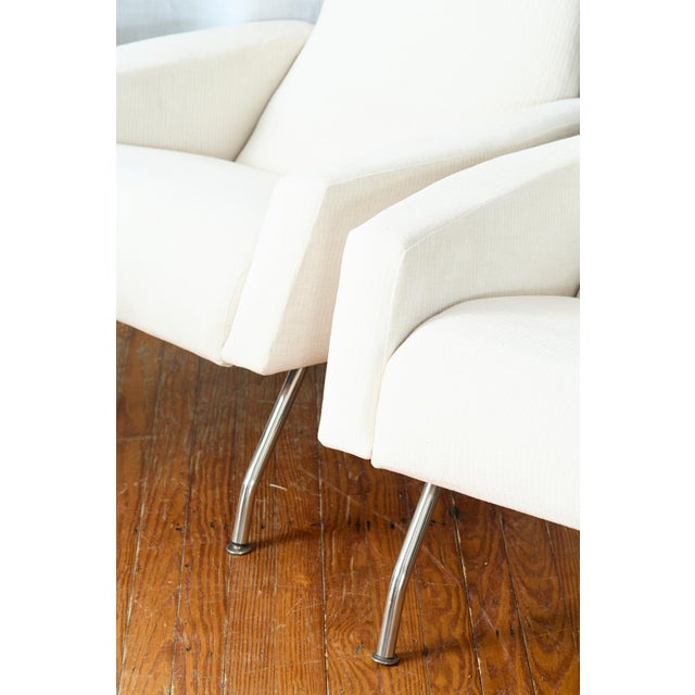 Metal Pair of Mid Century Italian Lounge Chairs, Restored For Sale - Image 7 of 14