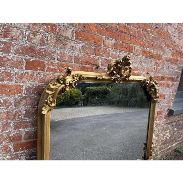 Large Antique English Gilt Overmantle Mirror, 1800s For Sale - Image 4 of 9