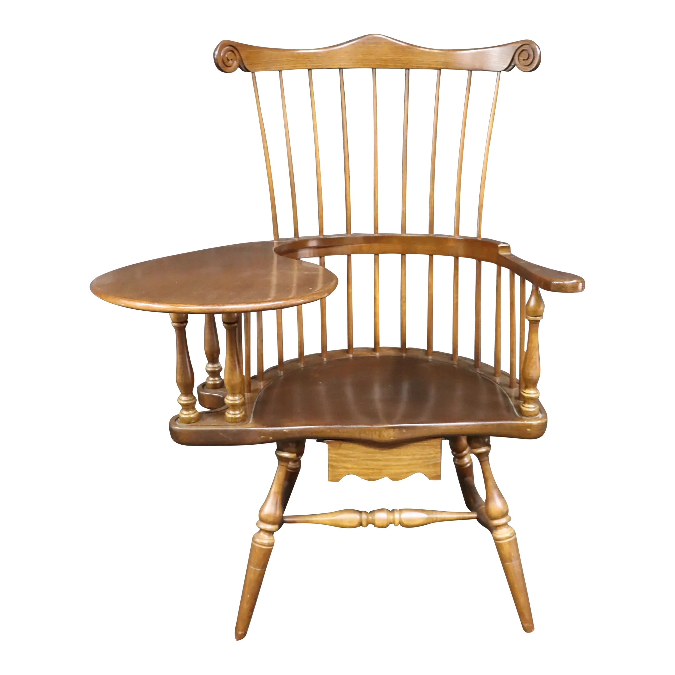 Frederick Duckloe Oak & Walnut Comback Windsor Desk Chair | Chairish
