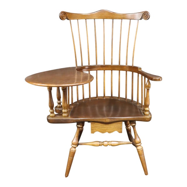 Frederick Duckloe Oak & Walnut Comback Windsor Desk Chair For Sale