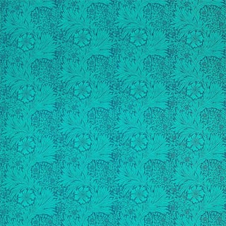 Morris & Co Marigold Fabric in Navy/Turquoise - a Sample For Sale