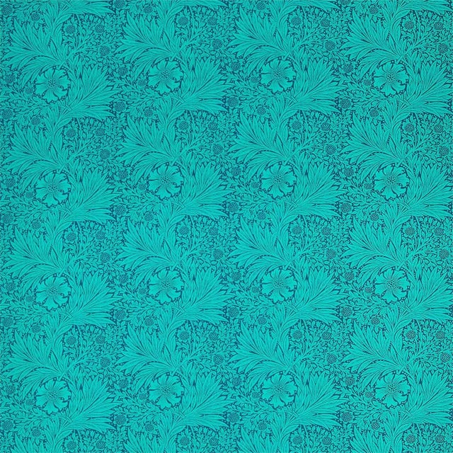 Morris & Co Marigold Fabric in Navy/Turquoise - a Sample For Sale
