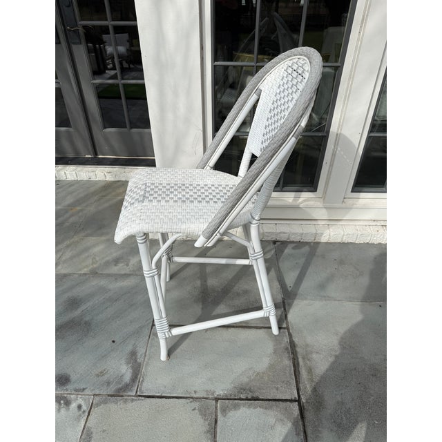 White Set of 4 Woven Counter Stools by Serena and Lily For Sale - Image 8 of 8