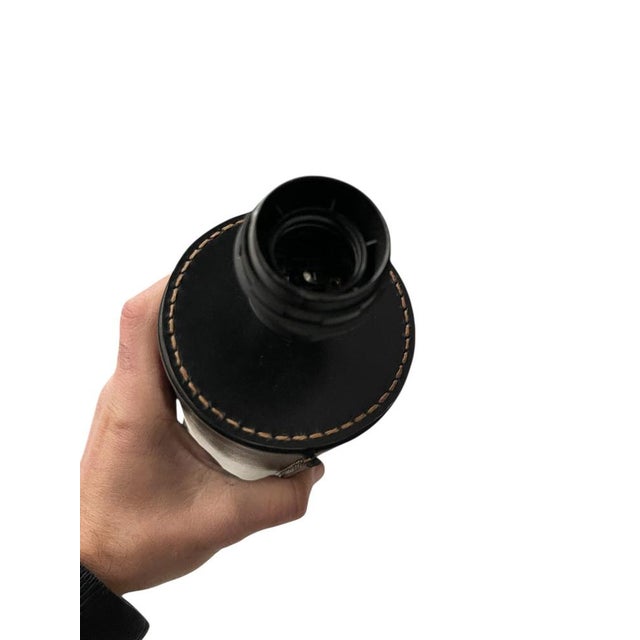 Mid-Century Modern Vintage Stitched Leather Lamp by Jacques Adnet, 1950s For Sale - Image 3 of 5